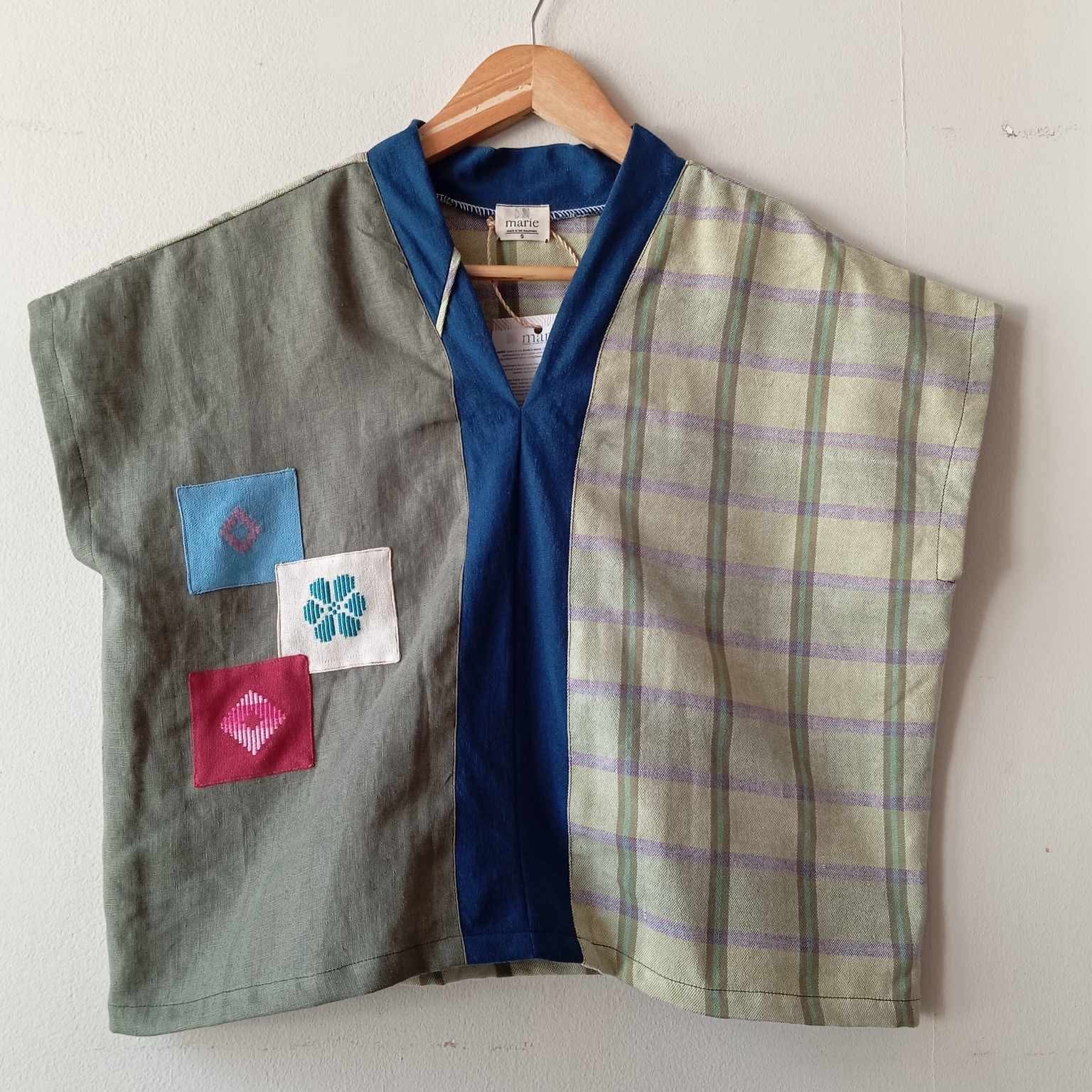 TINGADLAW: MIX NIKKA / MOSS GREEN LINEN W/ PATCHES / BLUE POLY BIAS