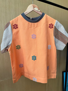 PAMANA V2: ORANGE FLOWERS W/ WILMA SLEEVES / GRAY COLLAR*