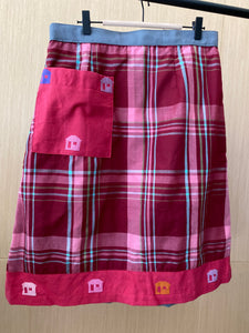 SKIRT: BENILDA W/ FUSHIA BAHAY KUBO POCKET / (GRAY BACK )