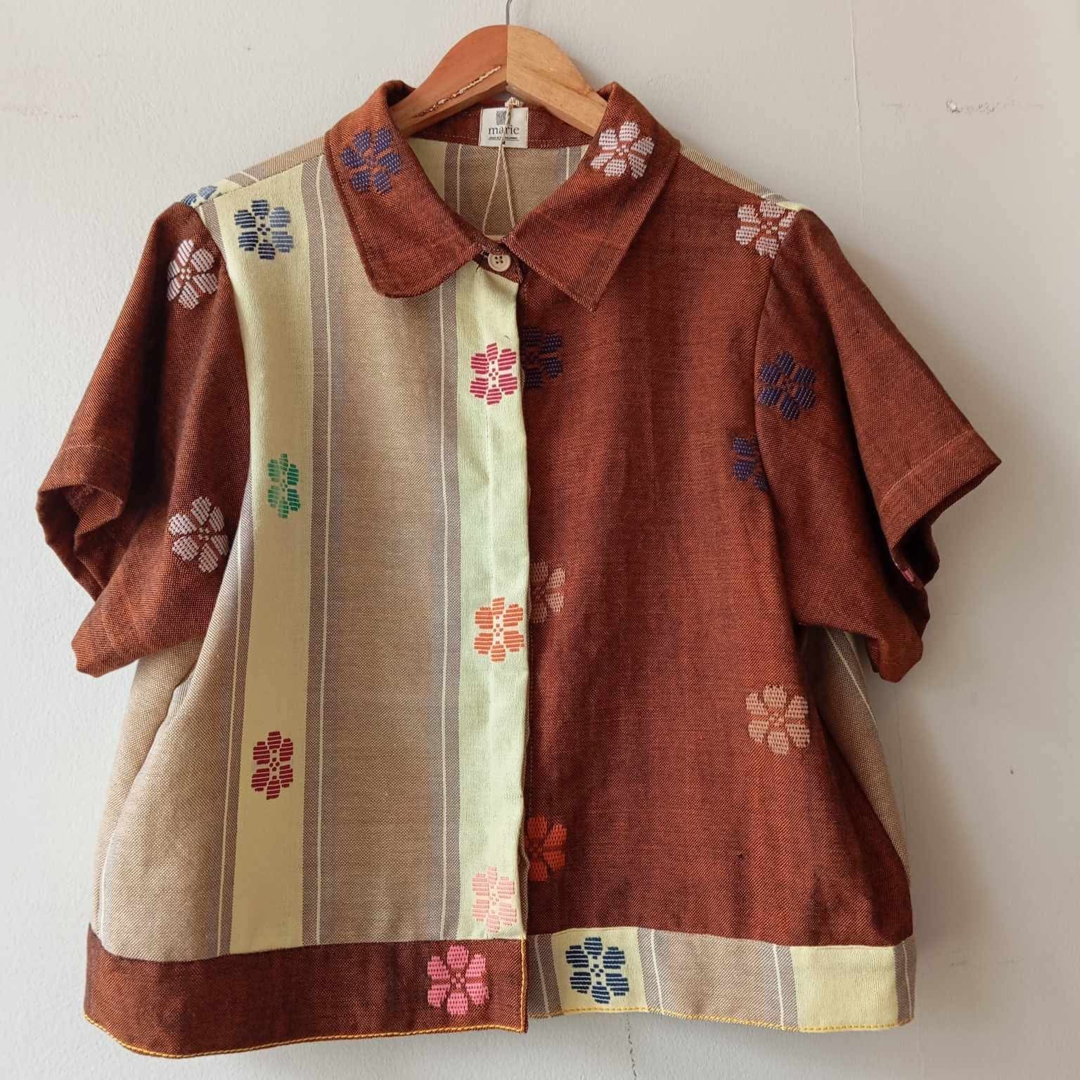 MARIKIT: MIX FIONA / BROWN FLOWERS W/ BROWN FLOWERS SLEEVES & COLLAR