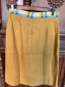 SKIRT: BETTINA W/ YELLOW POCKET  (MUSTARD LINEN BACK)*