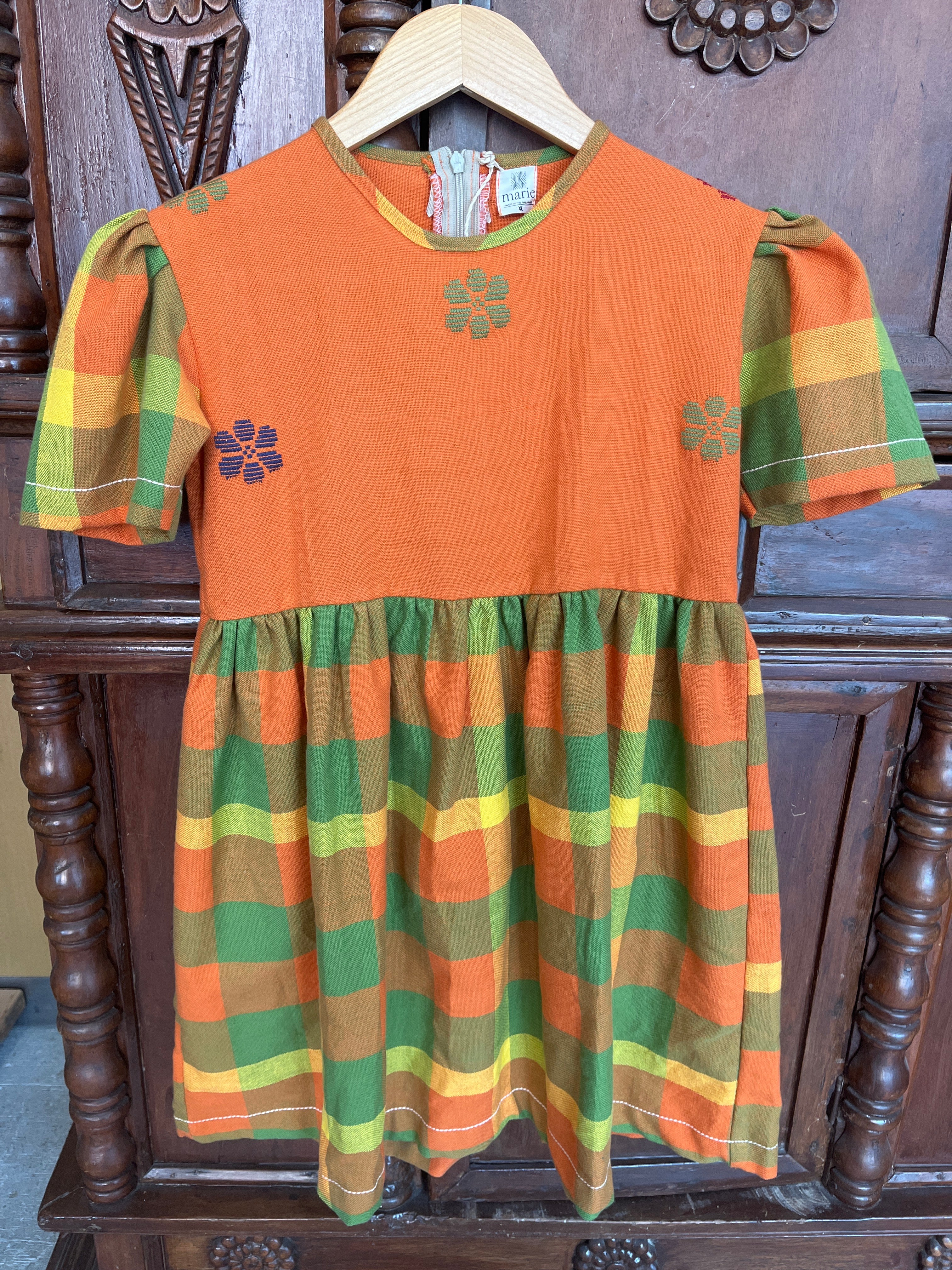 LITTLE MARIE: ORANGE FLOWERS W/ NATIVIDAD SKIRT & SLEEVES