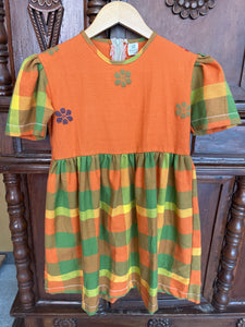 LITTLE MARIE: ORANGE FLOWERS W/ NATIVIDAD SKIRT & SLEEVES