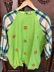 KATAWHAY: NEON GREEN FLOWERS W/ KYLAH SLEEVES