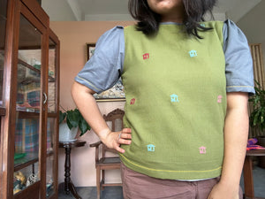 CLASSIC V1: OLIVE green mini bahay kubo w/ gray teal sleeves