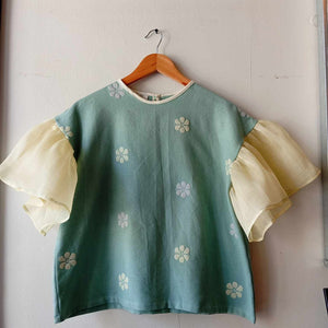 MATAHUM COLLECTION: CORAZON in celadon flowers w/ pina sleeves (lemon of kawayan)