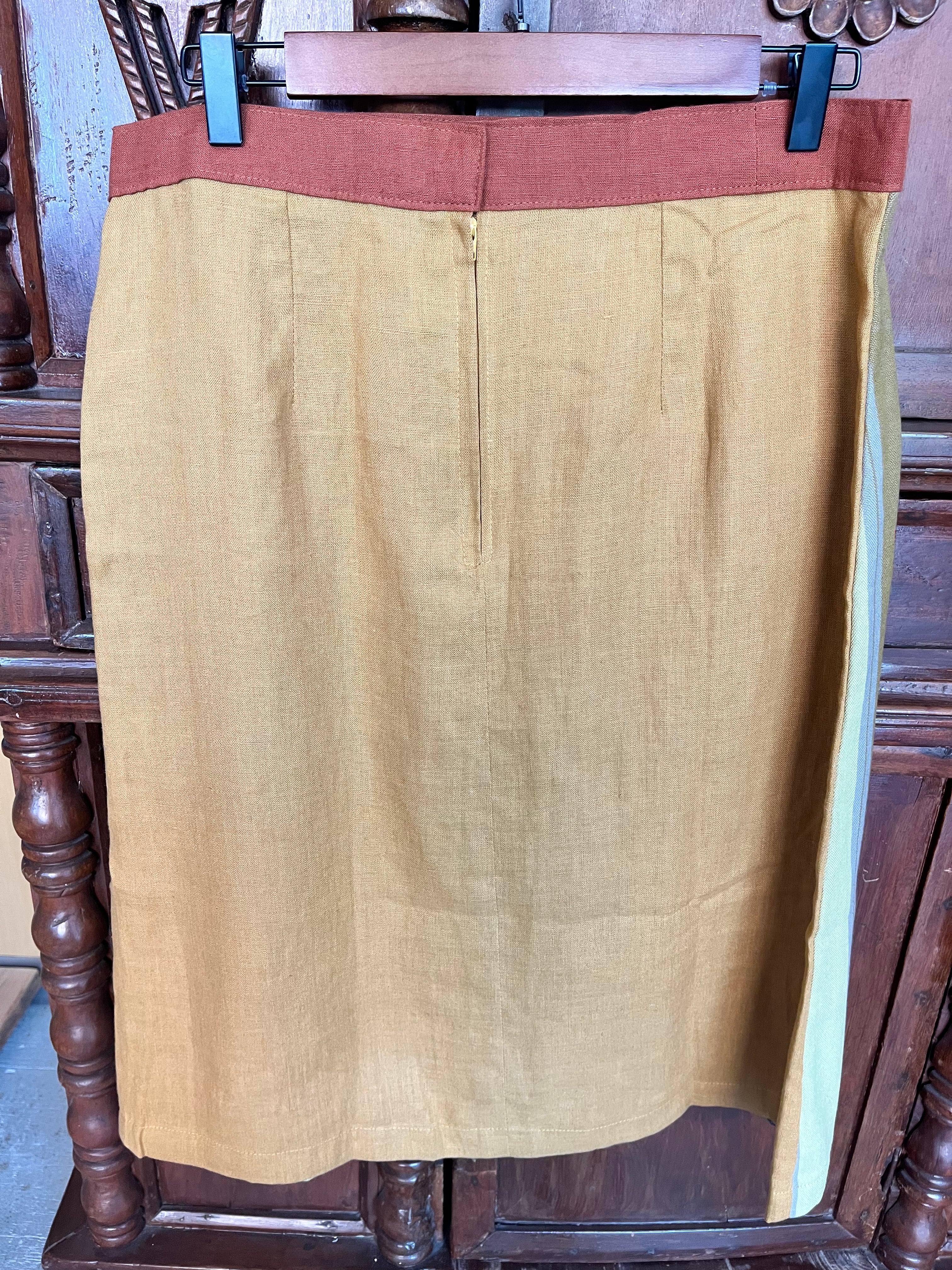 SKIRT MIDI:  ROSANNA W/ BROWN LINEN BACK