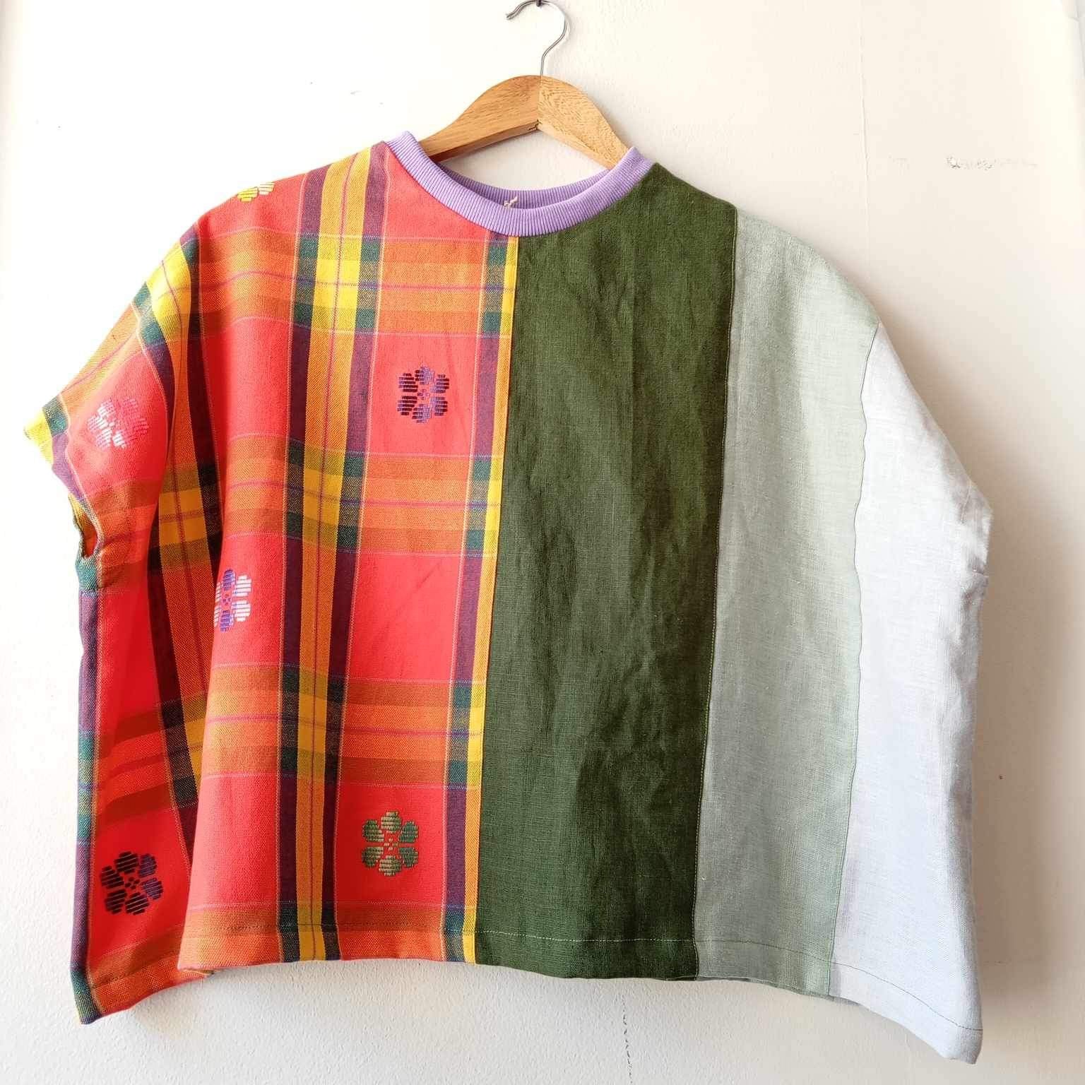 KASIYAHAN: CUT-OUT OF DAHLIA V2 / FOREST GREEN LINEN W/ LILAC COLLAR