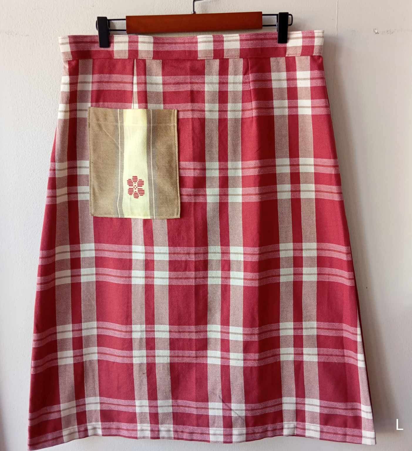 SKIRT MIDI: KATRINA  V2 W/ FIONA POCKET ( BURGUNDY BACK )