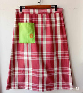 SKIRT MIDI: KATRINA V2 W/  NEON POCKET ( BURGUNDY BACK )