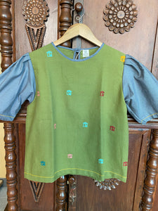 CLASSIC V1: OLIVE green mini bahay kubo w/ gray teal sleeves