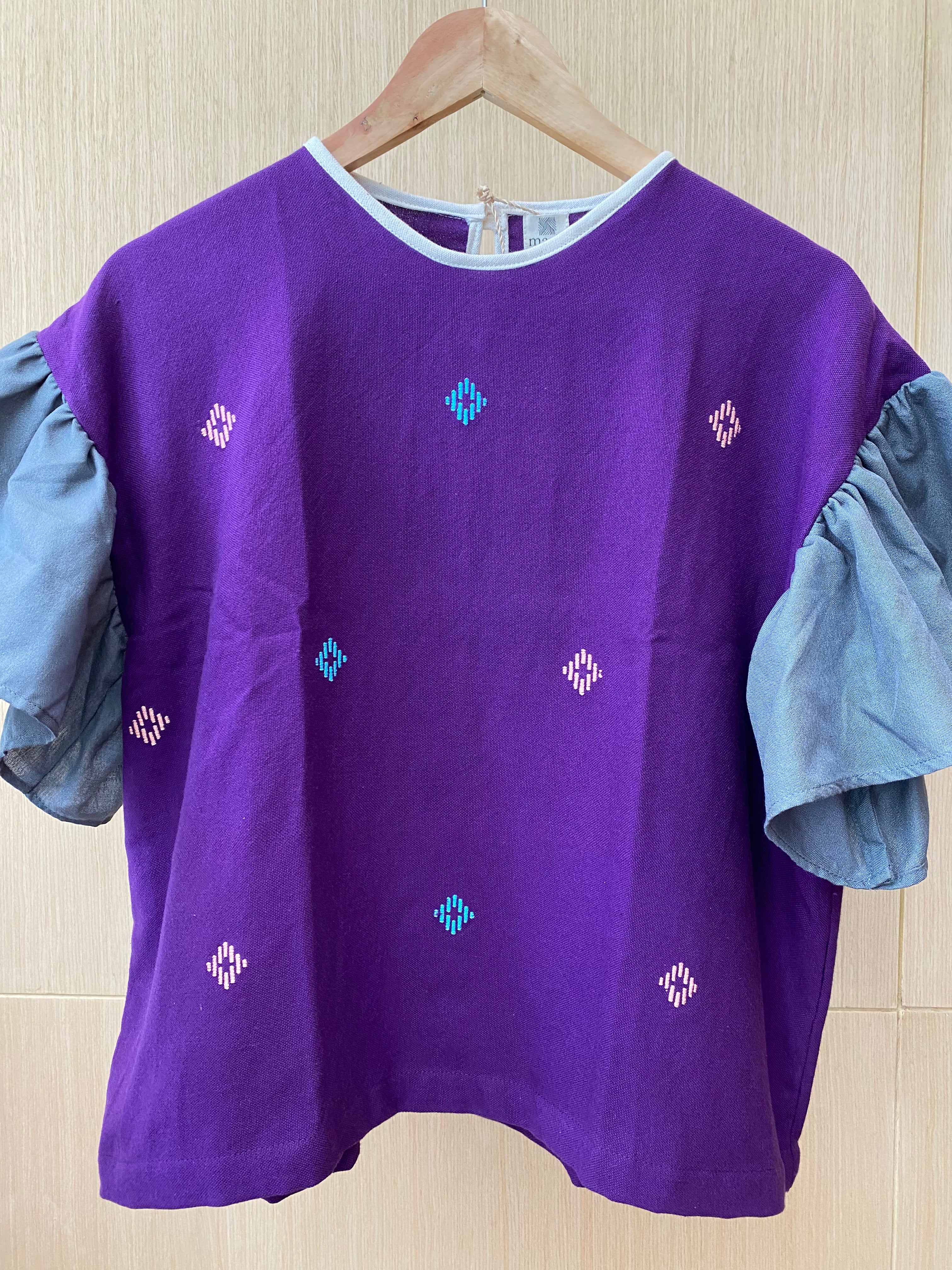 Corazon: Purple Diamante w/ ash gray sleeves