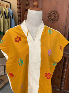 Tingadlaw: Sunny Yellow flowers w/ cream linen