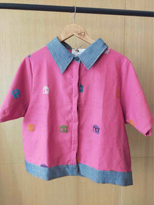 MARIKIT: PINK BK / DENIM COLLAR